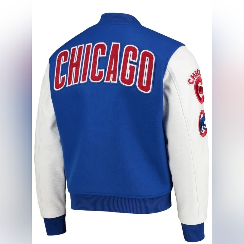 Men's pro standard royal white Chicago Cubs varsity logo full-zip jacket size 3X
